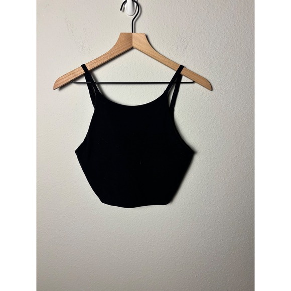 Athleta Other - Athleta Intention Crop Top Longline Bra Black A-C Cup Size Medium M Cutout Back